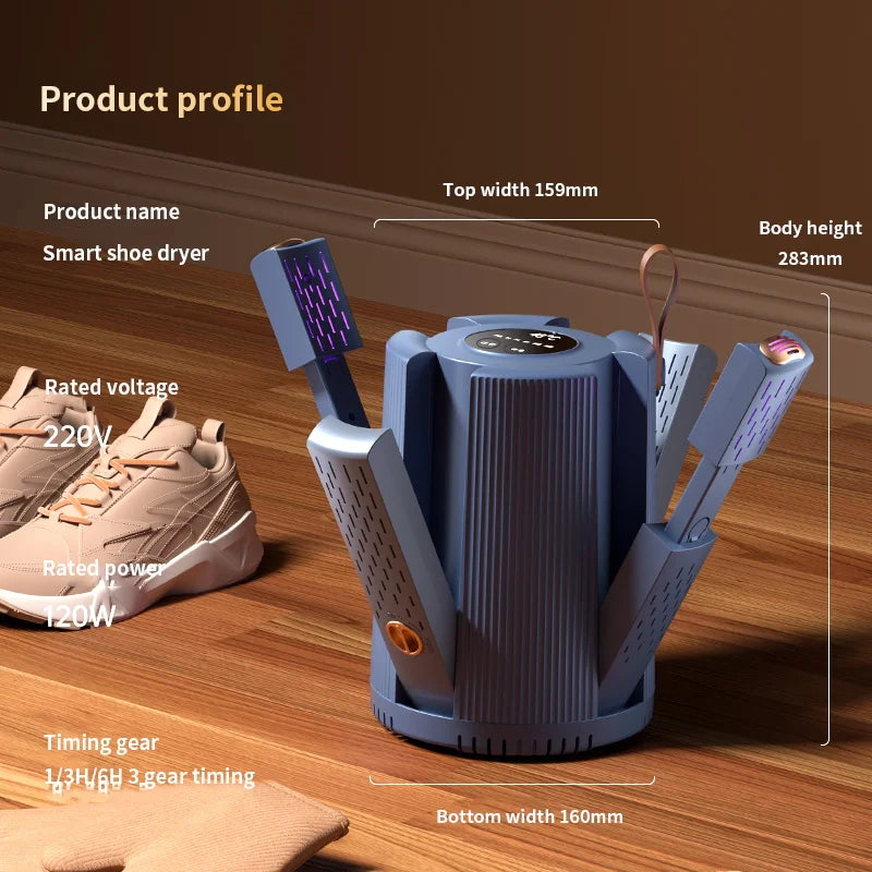Faltbarer elektrischer Schuhtrockner für 2 Paar mit UV-Sterilisation – Schuh-, Stiefel- und Sockentrockner